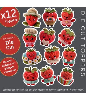 Cute Strawberry #1 Crochet Die Cut Toppers