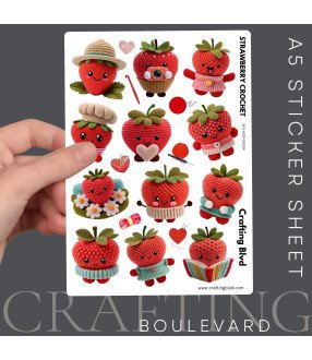Cute Strawberry #1 Crochet Stickers