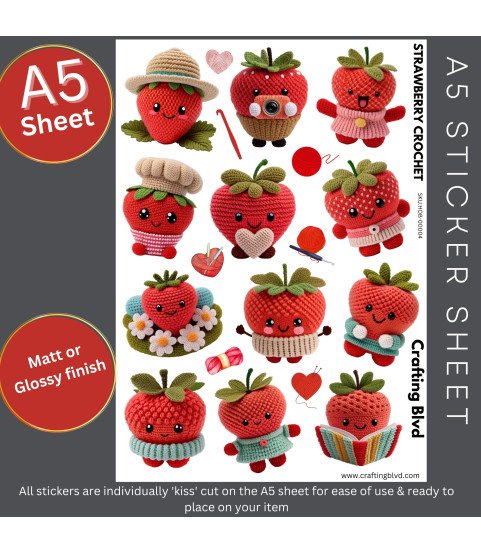 Cute Strawberry #1 Crochet Stickers Cute Strawberry #1 Crochet Stickers