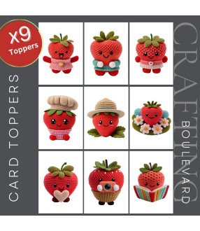 Cute Strawberry #1 Crochet Card Toppers