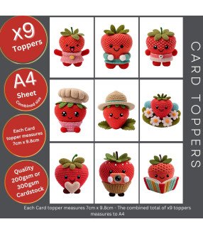 Cute Strawberry #1 Crochet Card Toppers