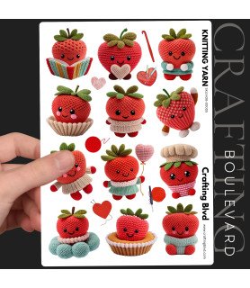 Cute Strawberry #2 Crochet Stickers