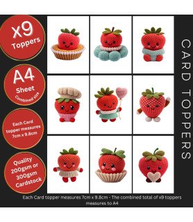 Cute Strawberry #2 Crochet Card Toppers