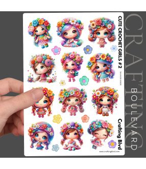 Cute Crochet Girls #2 Stickers