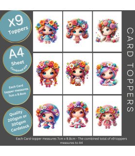 Cute Crochet Girls #2 Card Toppers