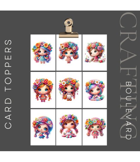 Cute Crochet Girls #2 Stickers, Die Cut or Card Toppers Cute Crochet Girls #2 Stickers, Die Cut or Card Toppers
