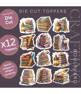 Magical Fantasy Books Stickers, Die Cut or Card Toppers