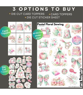Pastel Floral Sewing Stickers, Die Cut or Card Toppers
