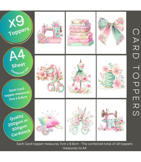 Pastel Floral Sewing Stickers, Die Cut or Card Toppers