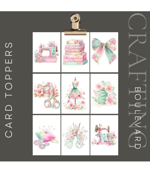 Pastel Floral Sewing Stickers, Die Cut or Card Toppers