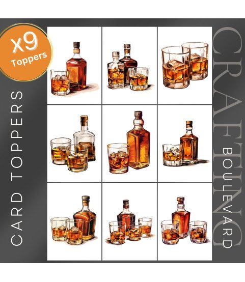 Whiskey on the Rocks Stickers, Die Cut or Card Toppers