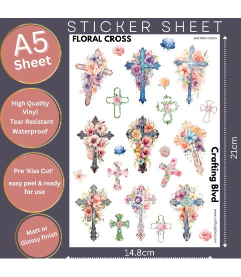 Floral Cross Stickers