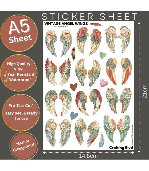 Vintage Angel Wings #1 Stickers