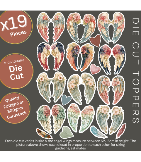 Vintage Angel Wings #2 Die Cut Toppers