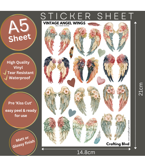 Vintage Angel Wings #2 Stickers