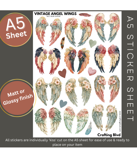Vintage Angel Wings #2 Stickers