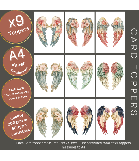 Vintage Angel Wings #2 Stickers, Die Cut or Card Toppers