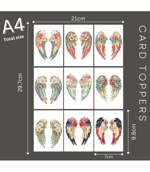 Vintage Angel Wings #2 Stickers, Die Cut or Card Toppers