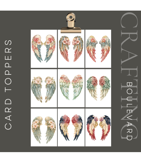 Vintage Angel Wings #2 Stickers, Die Cut or Card Toppers