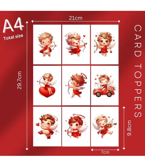 VALENTINE CHIBI #2 CUPID LOVE HEART CARD TOPPERS |VAL-00006