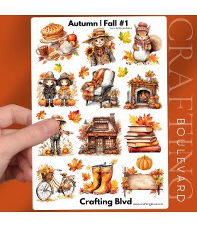 Autumn Fall #1 Stickers, Die Cut or Card Toppers
