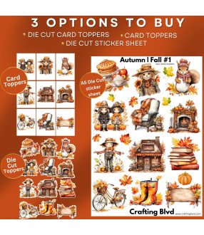 Autumn Fall #1 Stickers, Die Cut or Card Toppers