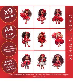 Chibi Style Valentine Girl Card Toppers