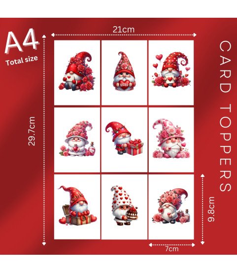 Valentine Gnomes Card Toppers