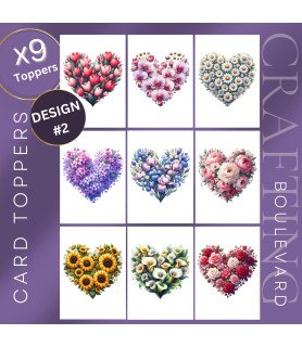 Floral Hearts Card Toppers #2