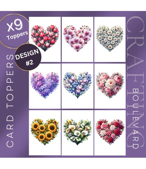 FLORAL HEART LOVE STICKERS | DIE CUT | CARD TOPPERS |VAL-00005