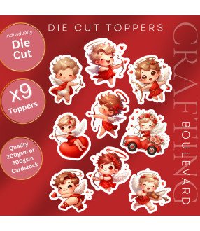 Cupid Valentine #2 Stickers, Die Cut or Card Toppers