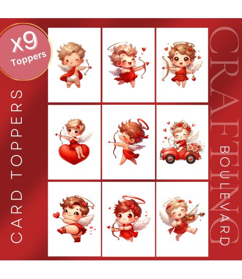 Cupid Valentine #2 Stickers, Die Cut or Card Toppers