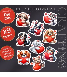 Puppy Valentine Die Cut Toppers