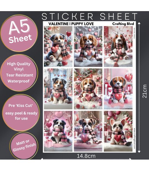 Valentine Puppy Love #1 Stickers Valentine Puppy Love #1 Stickers