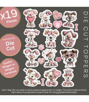 Whimsical Valentine Dog Die Cut Toppers