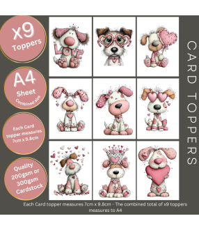 Whimsical Valentine Dog Card Toppers