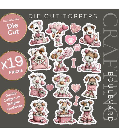 Whimsical Valentine Dog #2 Die Cut Toppers Whimsical Valentine Dog #2 Die Cut Toppers