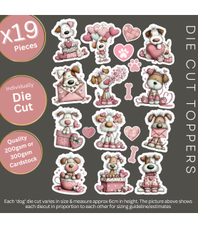 Whimsical Valentine Dog #2 Die Cut Toppers