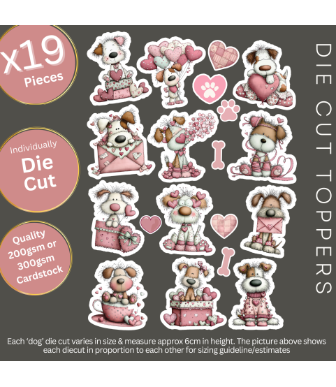 Whimsical Valentine Dog #2 Die Cut Toppers Whimsical Valentine Dog #2 Die Cut Toppers