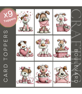 Whimsical Valentine #2 Dog Card Toppers