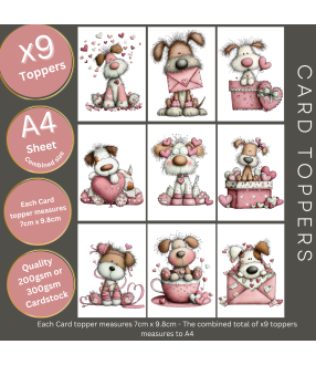 Whimsical Valentine #2 Dog Card Toppers