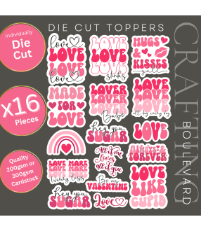 Retro Valentine #2 Stickers, Die Cut or Card Toppers