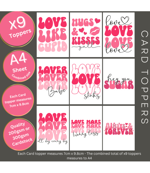 Retro Valentine #2 Stickers, Die Cut or Card Toppers