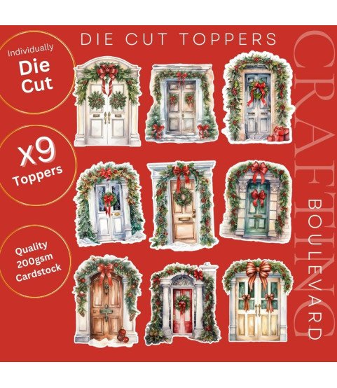 Christmas Doors Collection 1 Stickers, Die Cut or Card Toppers
