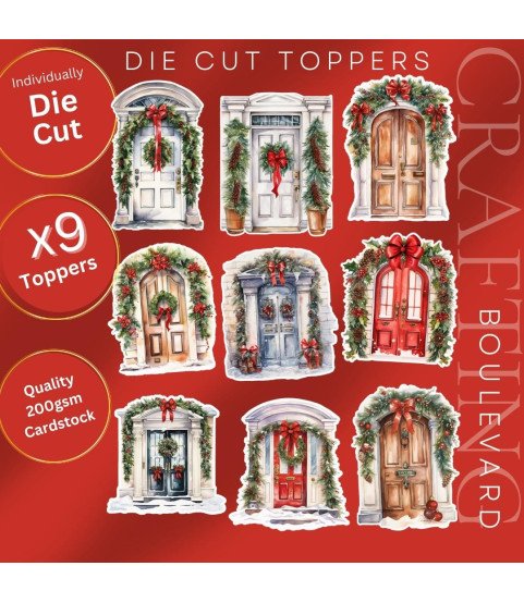 Christmas Doors Collection 2 Stickers, Die Cut or Card Toppers