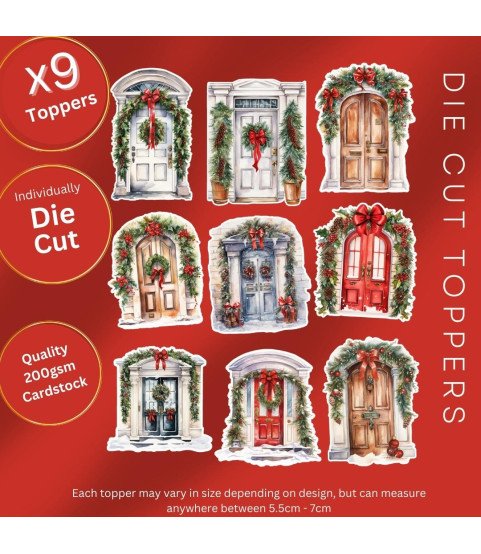 Christmas Doors Collection 2 Stickers, Die Cut or Card Toppers