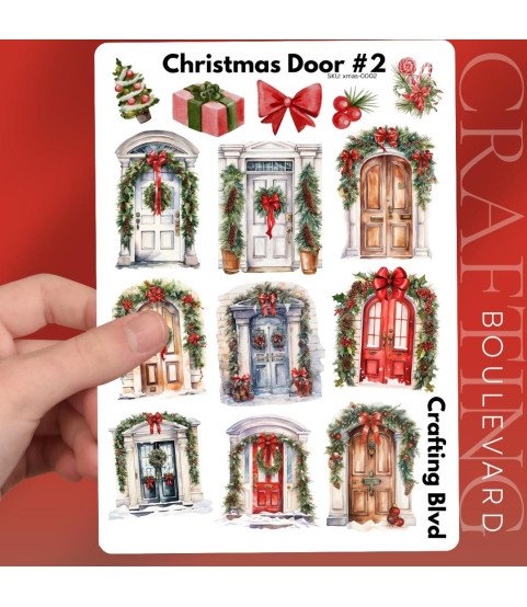Christmas Doors Collection 2 Stickers, Die Cut or Card Toppers