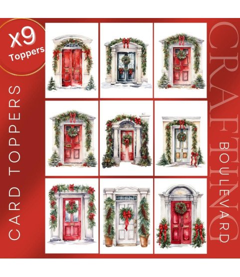 Christmas Doors Collection 3 Stickers, Die Cut or Card Toppers