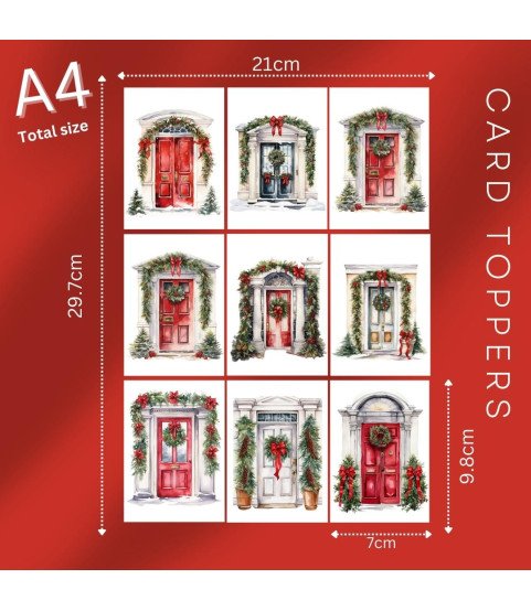 Christmas Doors Collection 3 Stickers, Die Cut or Card Toppers