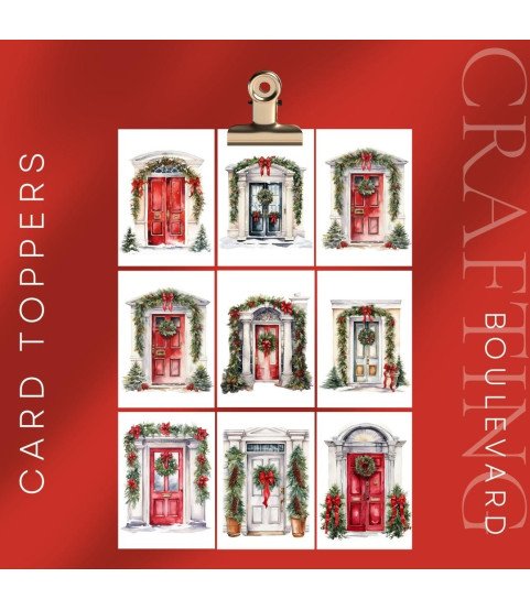 Christmas Doors Collection 3 Stickers, Die Cut or Card Toppers